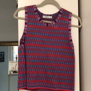 NWOT Zara knit top sz S multicolor sleeveless